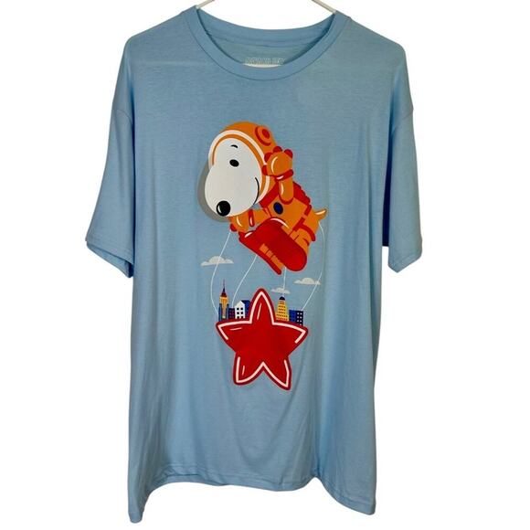 Snoopy Astronaut Sky Blue T-Shirt By Peanuts Large 100% Cotton Crewneck Unisex - Picture 1 of 6
